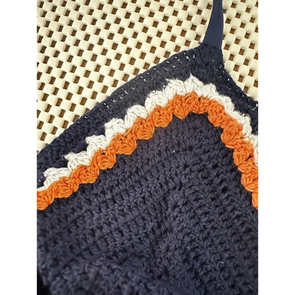 H&M WOMEN'S CROCHET TRIANGLE String Bikini Halter Top Size Medium Med 70s Vibes! - Picture 4 of 8